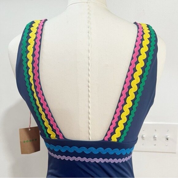 Boden Women’s Porto V-Neck Rik Rak Swimsuit - Size 8L - Picture 11 of 14